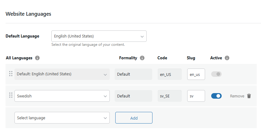 translatepress second language