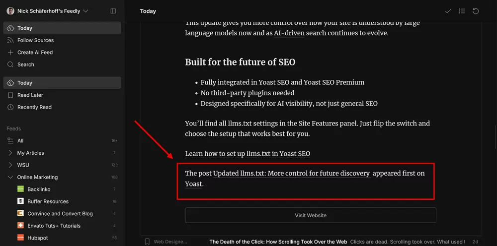 attribution in rss feed