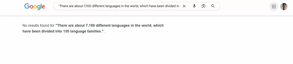 duplicate content results for searching in google with quotation marks