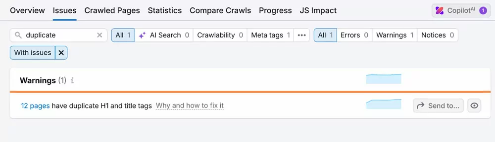 semrush duplicate content warnings
