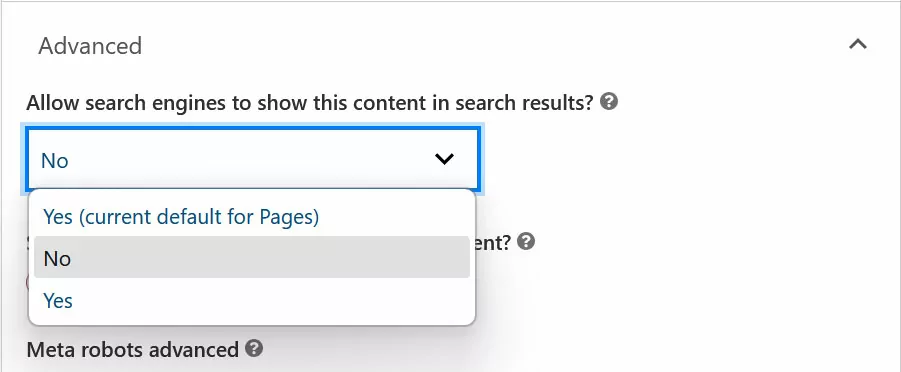 set content to noindex in yoast seo