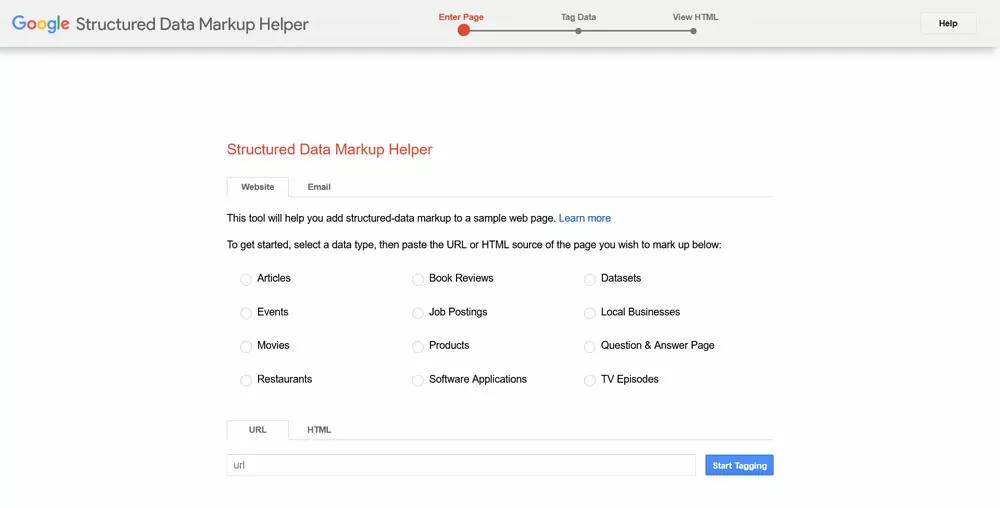 google structured data markup helper