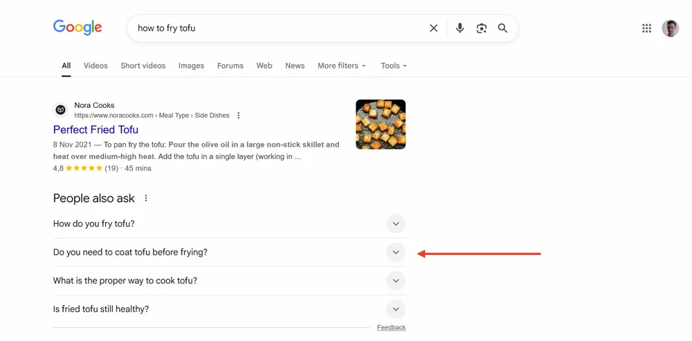 people also ask section example