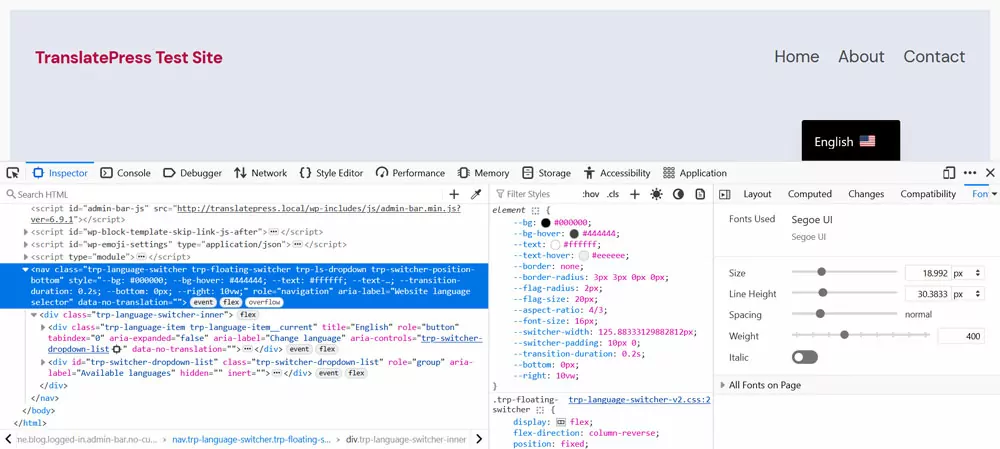 browser developer tools example