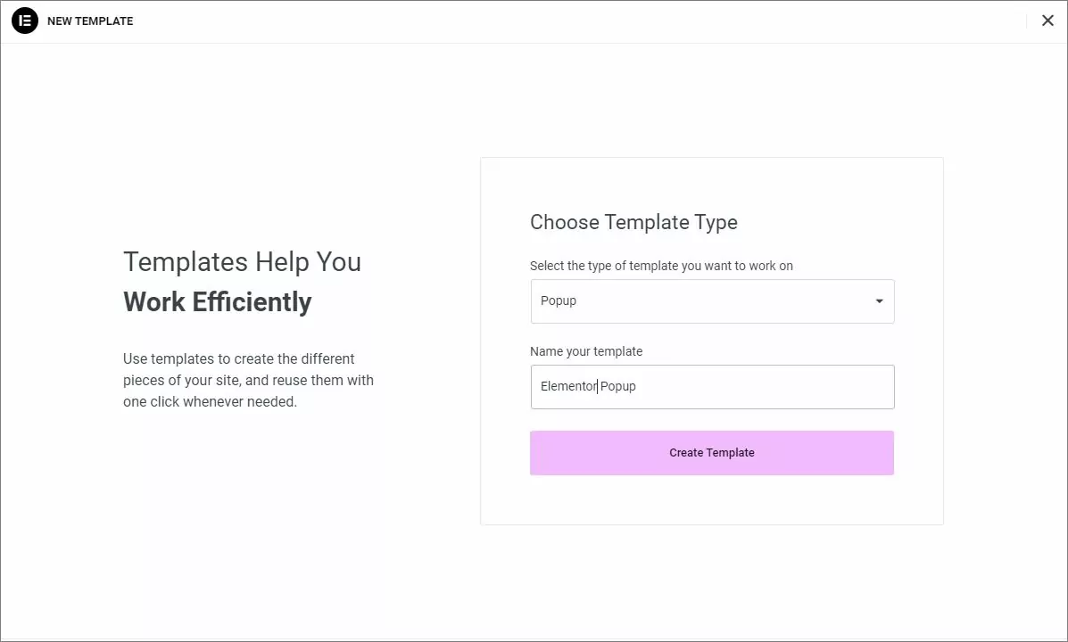 Naming the Elementor popup