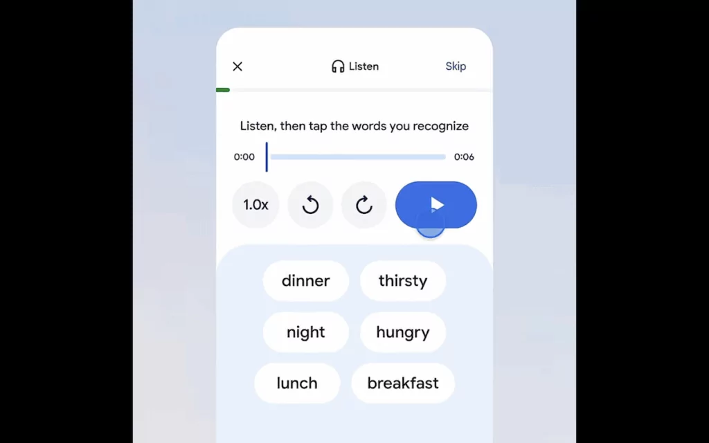 Google's language practice functionality.