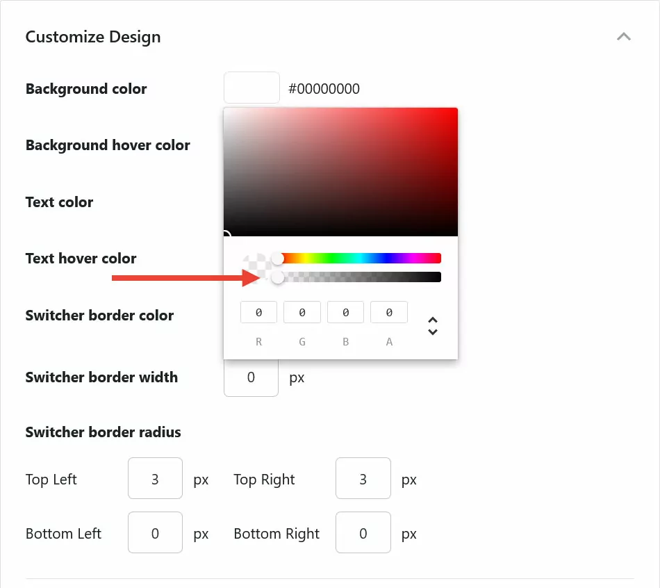 set language switcher background color to transparent