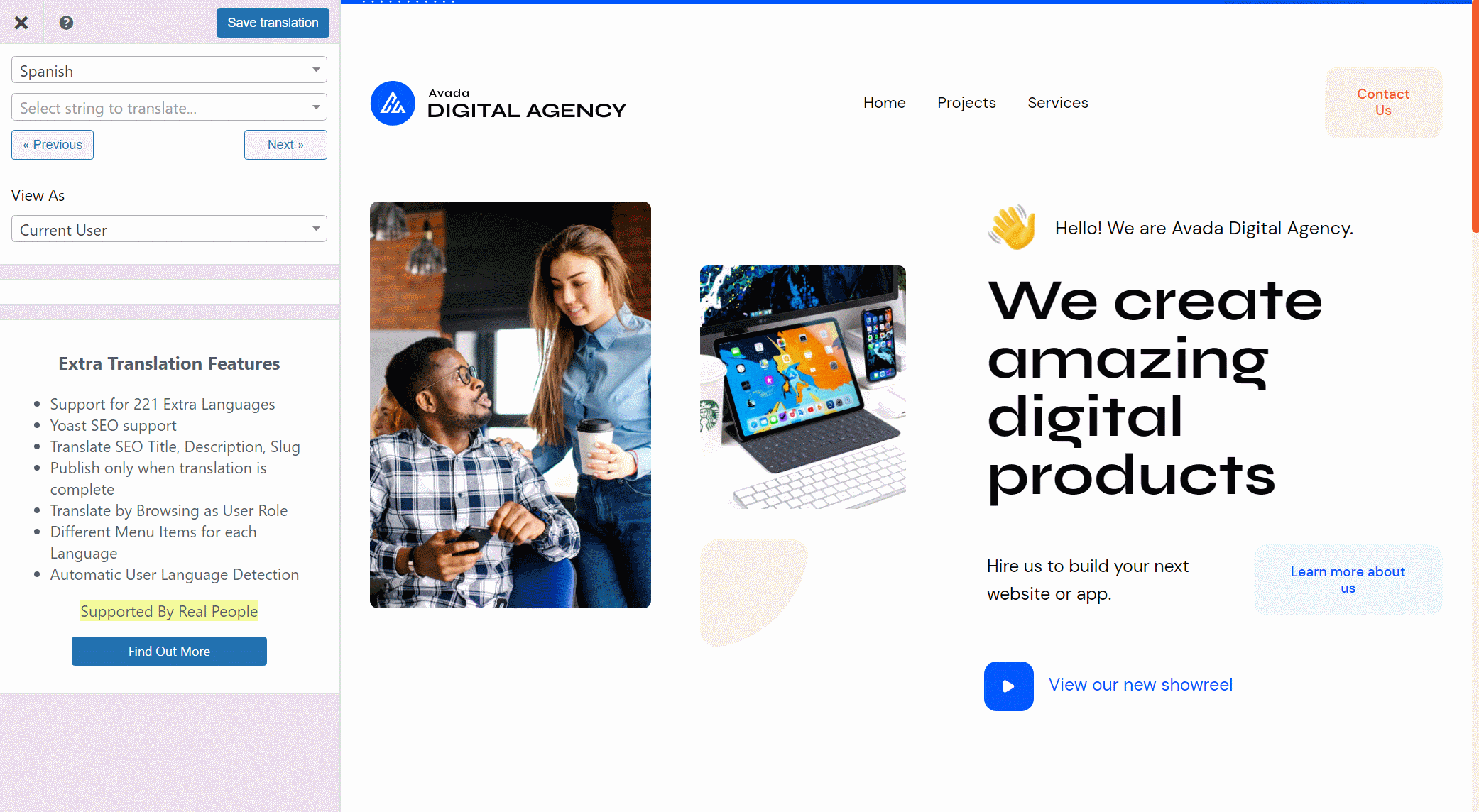Translating a title from homepage of a website built with Avada