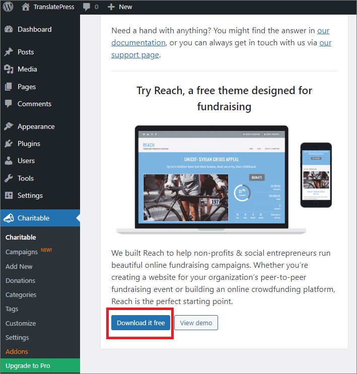 Downloading the Reach theme