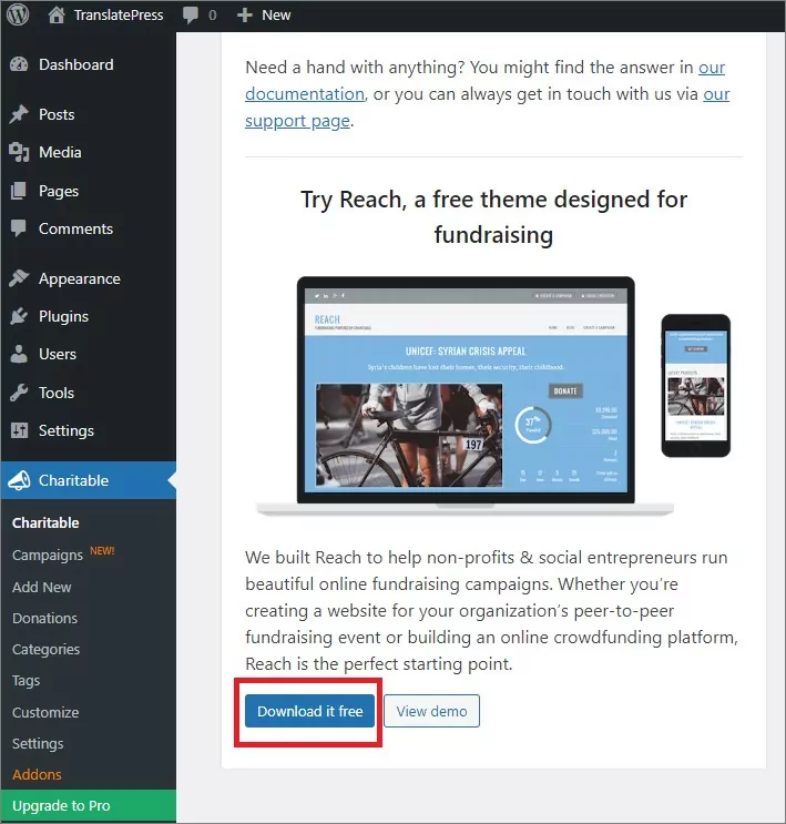 Downloading the Reach theme