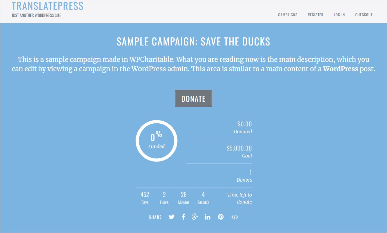 Sample campaign page