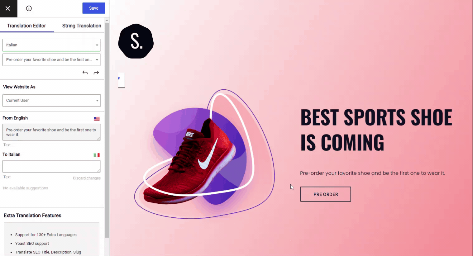 Translating the content of a website built with Visual Composer using TranslatePress Translation Editor