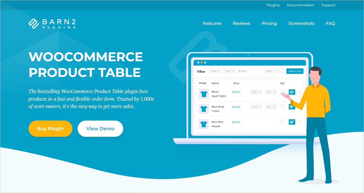 Homepage of WooCommerce Product Table from Barn2Media