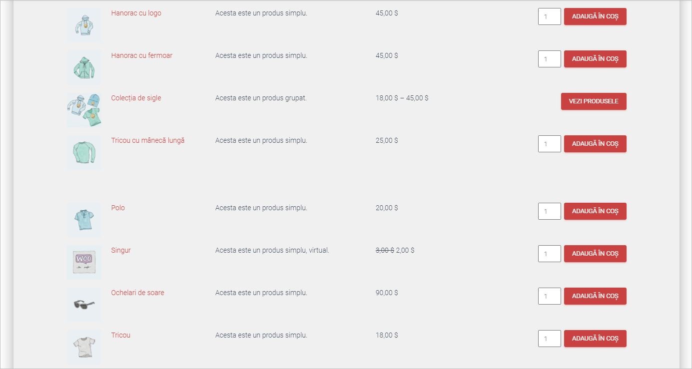 Viewing the translated Product Names and Descriptions of a WooCommerce Product Table in Romanian