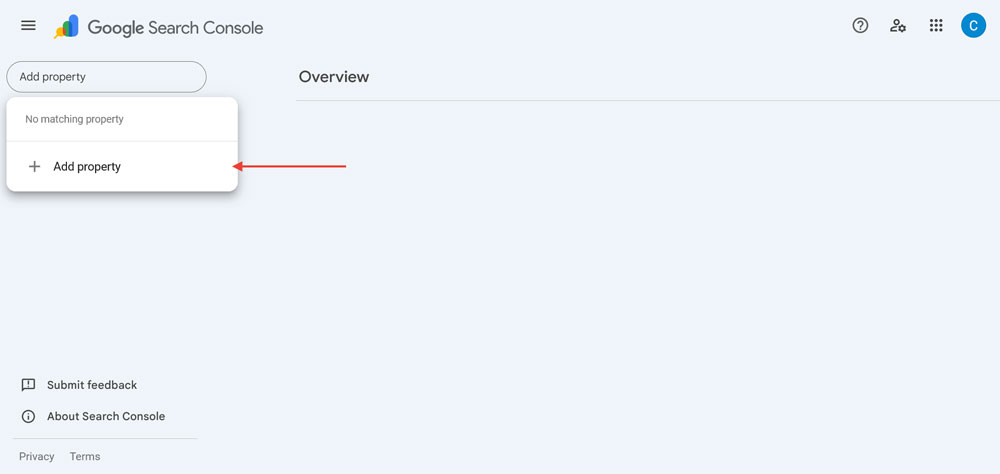 add property in google search console
