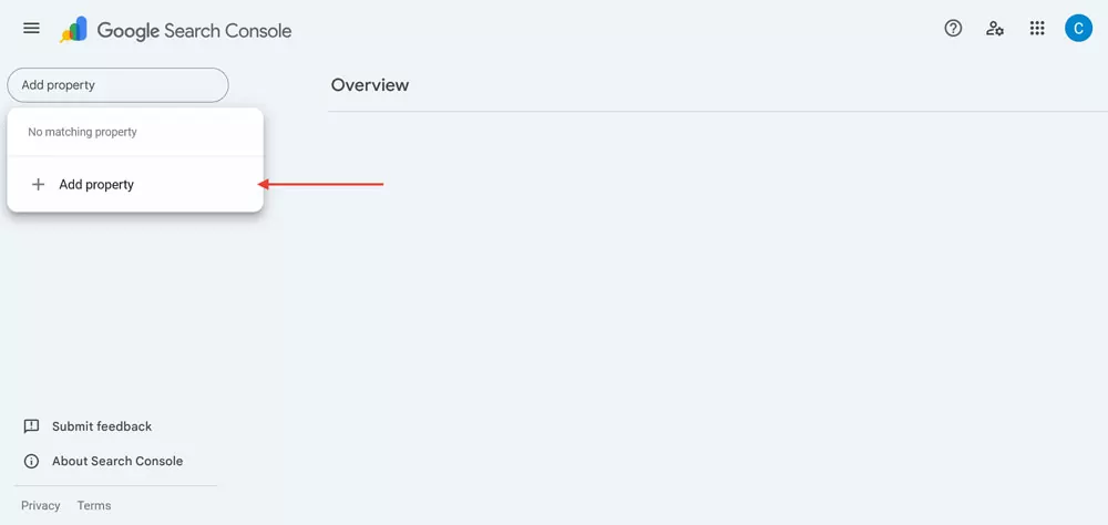 add property in google search console