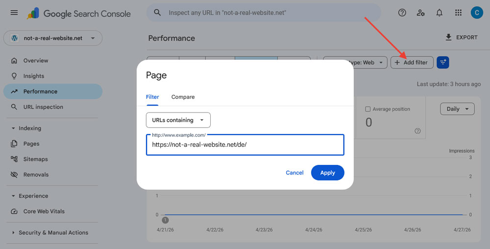 filter performance report by language version
