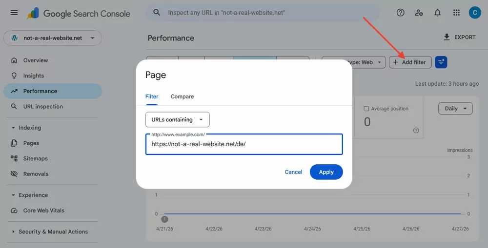 filter performance report by language version