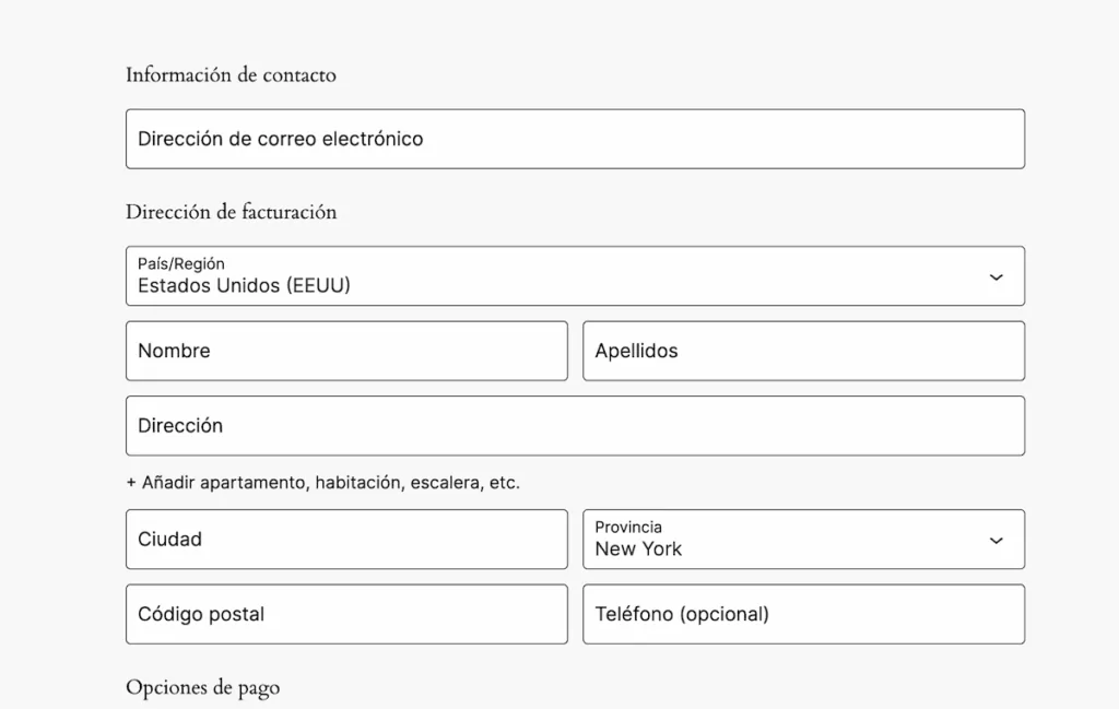 A Spanish language checkout screen.